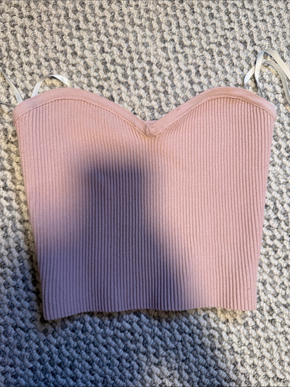 Babaton Aritzia Ribbed Blush Pink Sweetheart Crop Top
